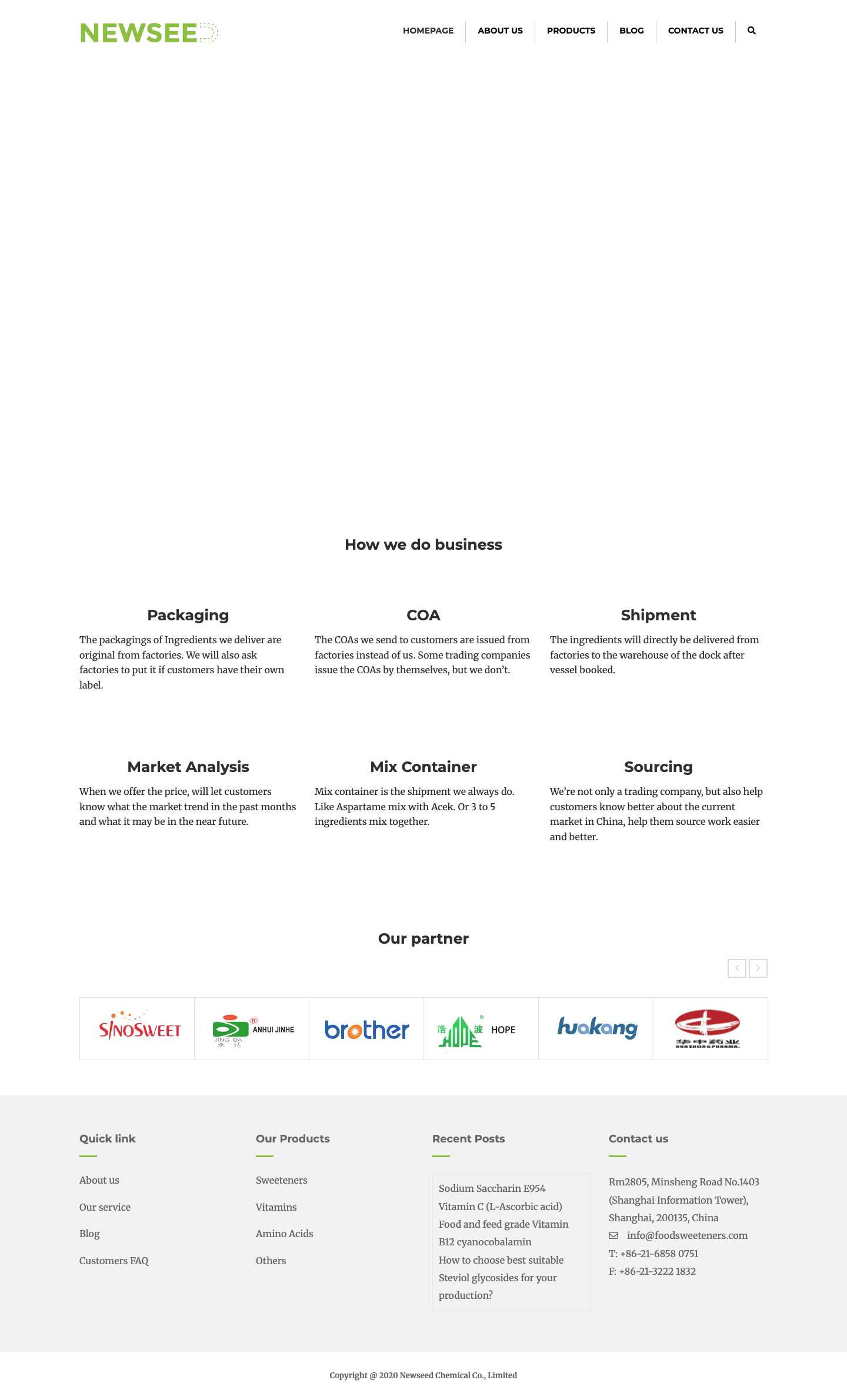 Food Additives & Ingredients Supplier - Newseed Chemical Co., Limited - Full Screenshot