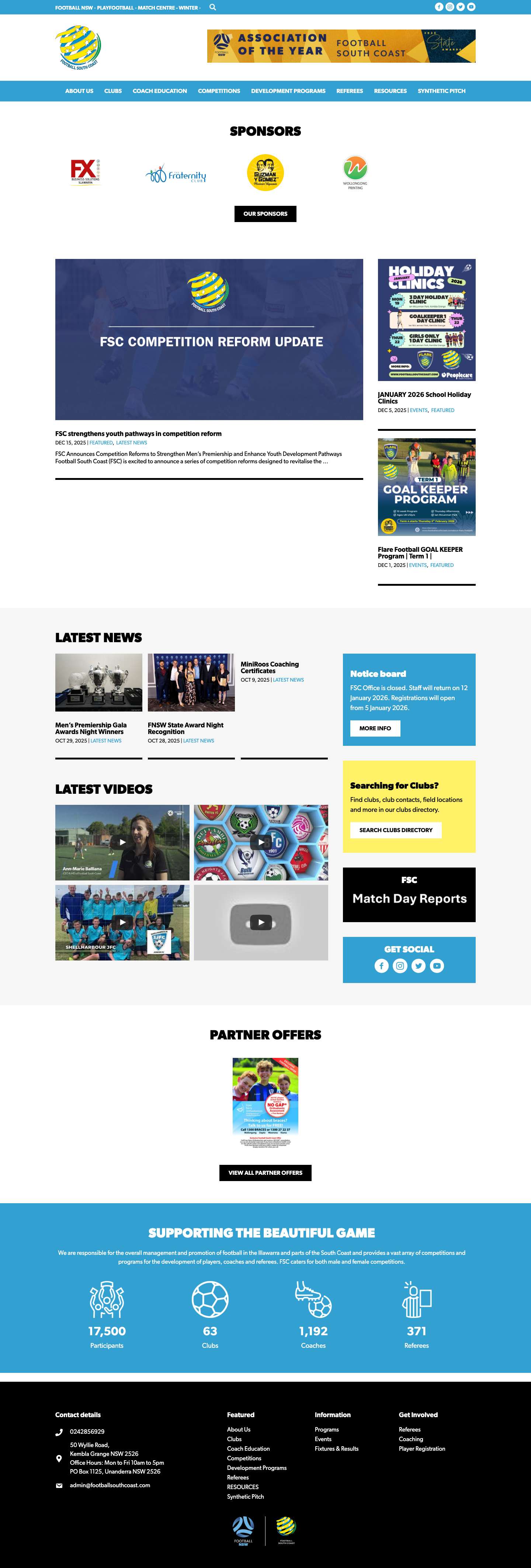 Home page - Football South Coast - Full Screenshot