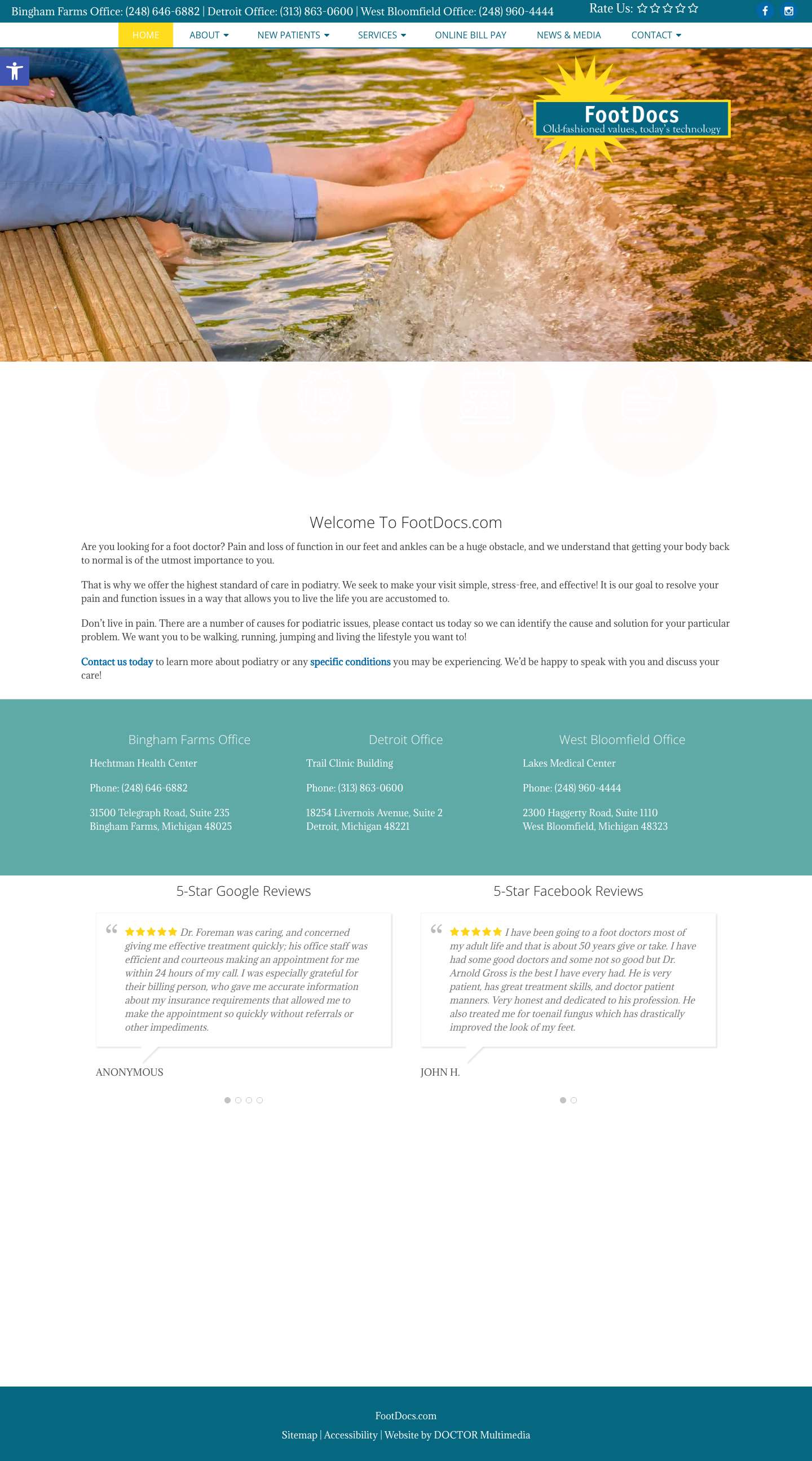 Podiatrist In Bingham Farms, Detroit & West Bloomfield, MI | FootDocs.comAccessibility ToolsIncrease TextDecrease TextGrayscaleHigh ContrastNegative ContrastLight BackgroundLinks UnderlineReadable FontReset - Full Screenshot