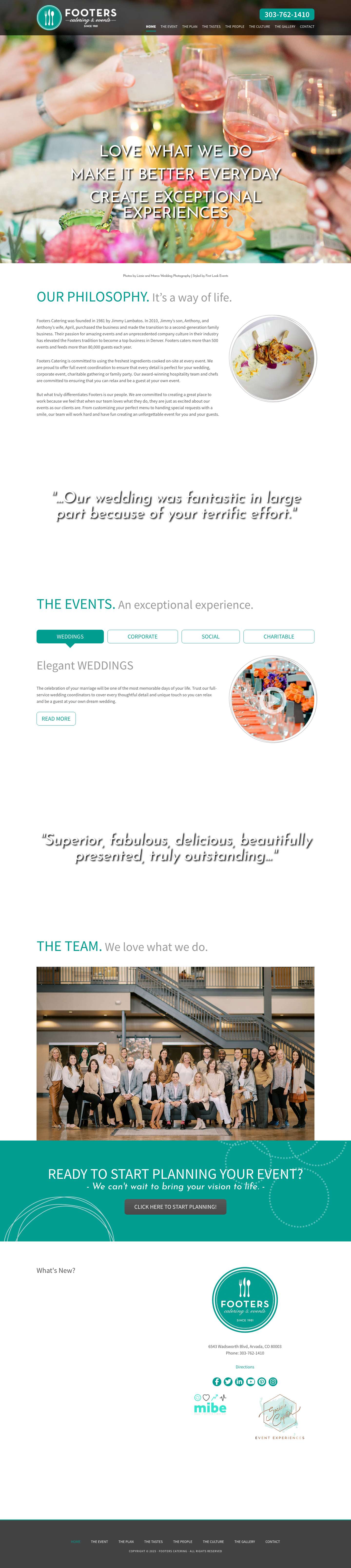 Footers Catering & Events - Colorado's Premier Catering and Events Team - Full Screenshot