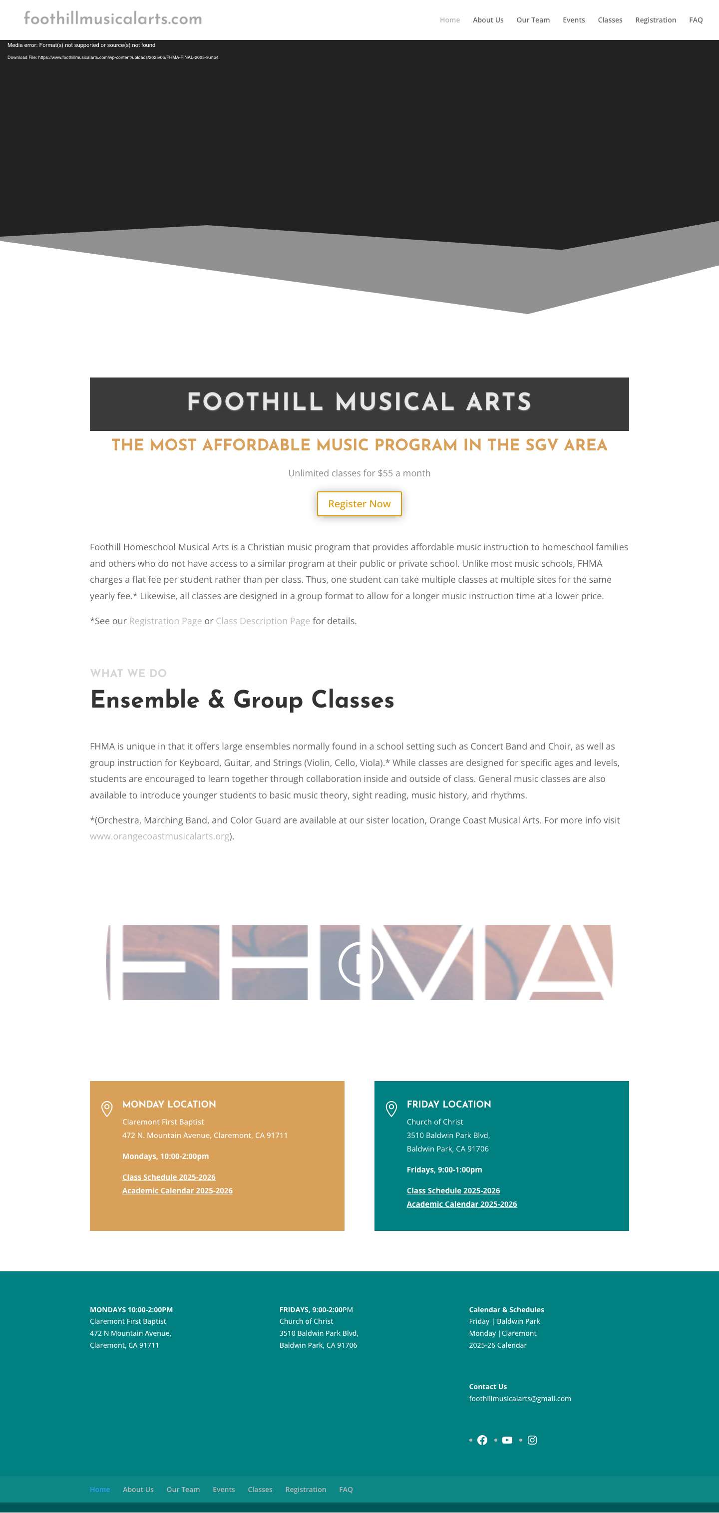 Foothill Homeschool Musical Arts | Homeschool Music Program - Full Screenshot