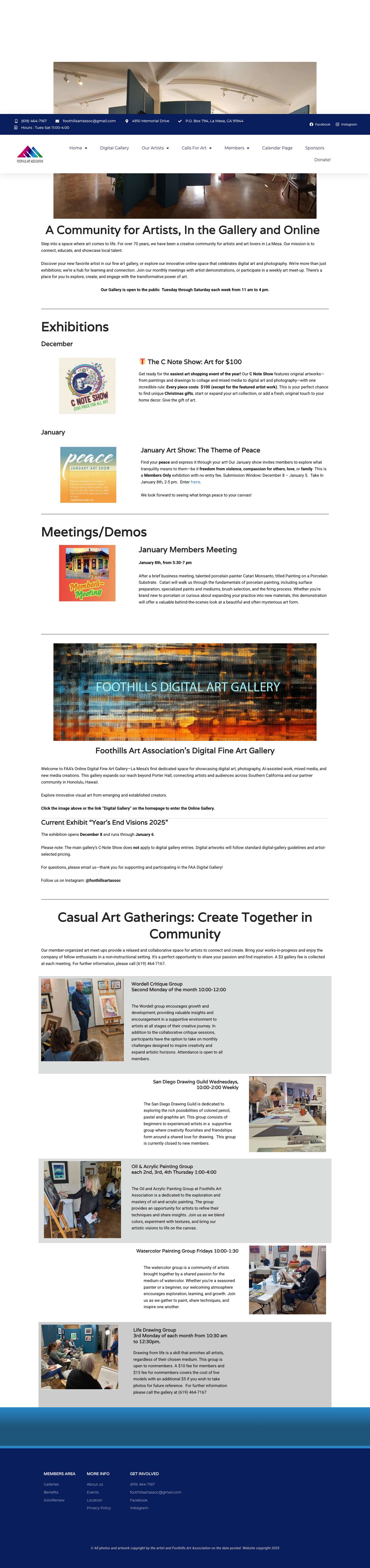 Home - Foothills Art Association - Full Screenshot