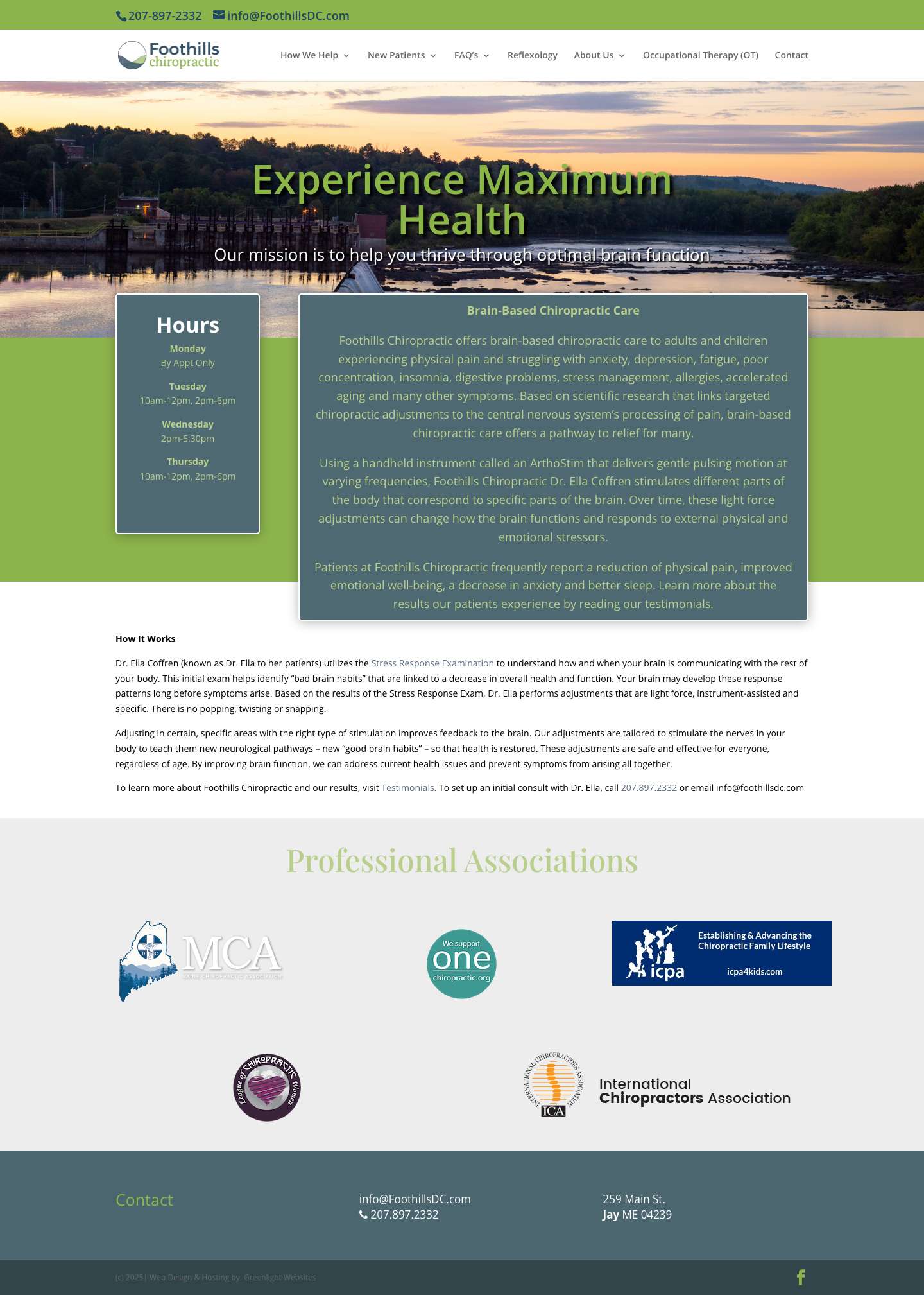 Home - Foothills Chiropractic, Jay Maine Chiropractor - Full Screenshot