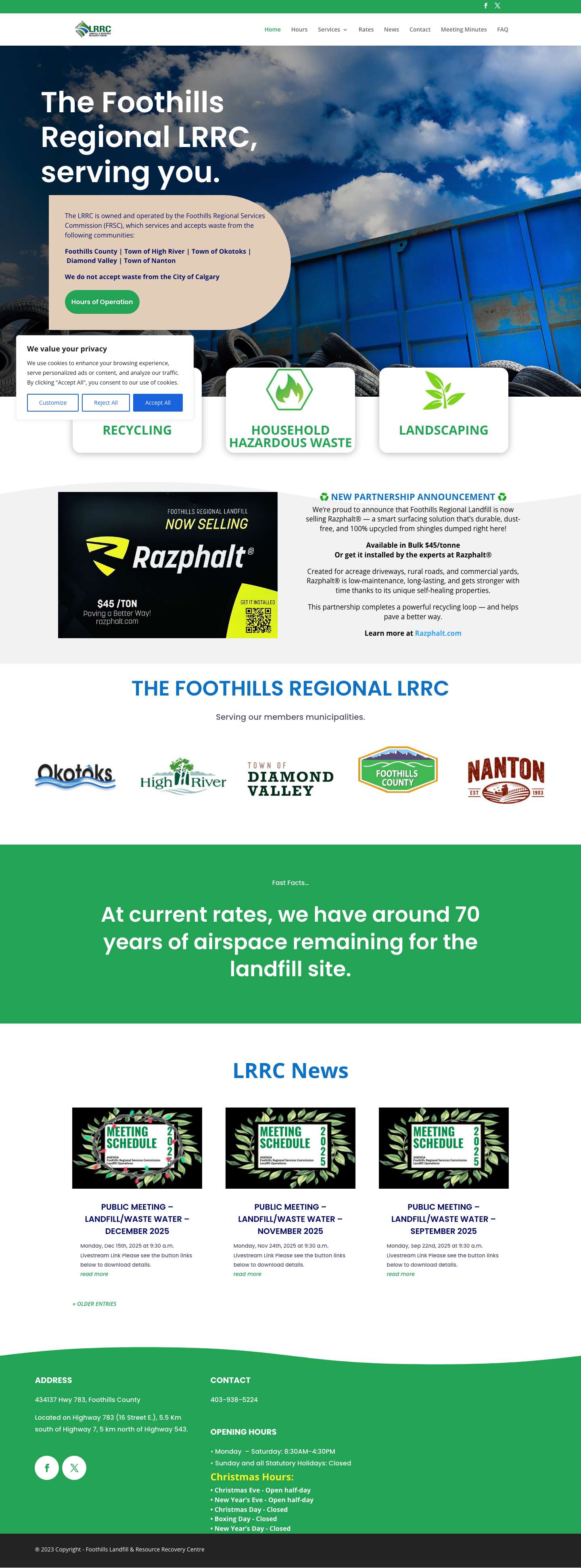 Home - Foothills Landfill & Resource Recovery Centre - Full Screenshot