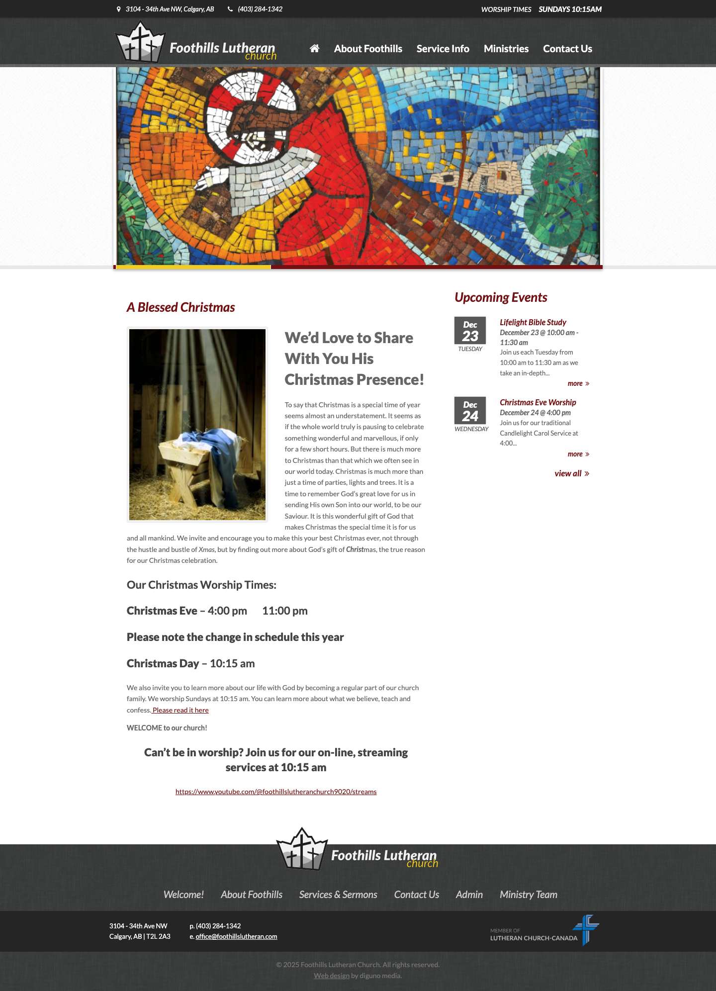 Calgary Lutheran Church | Foothills Lutheran Church - Full Screenshot