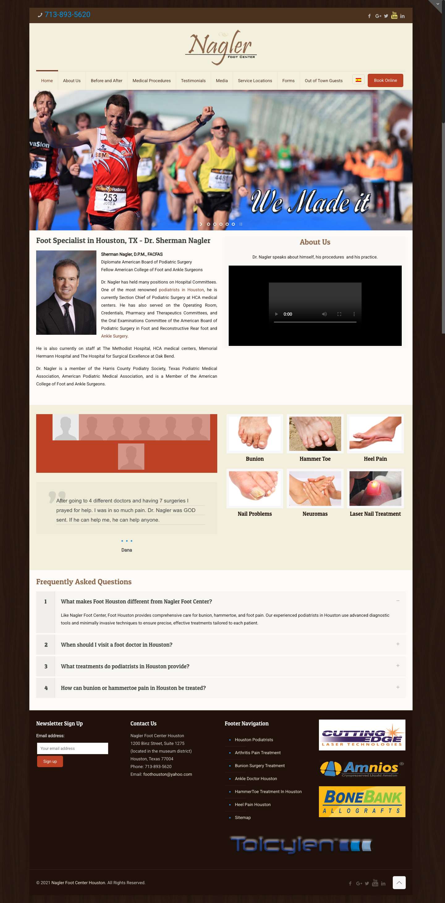 Podiatrist in Houston, TX - Nagler Foot Center | Foot Doctor - Full Screenshot