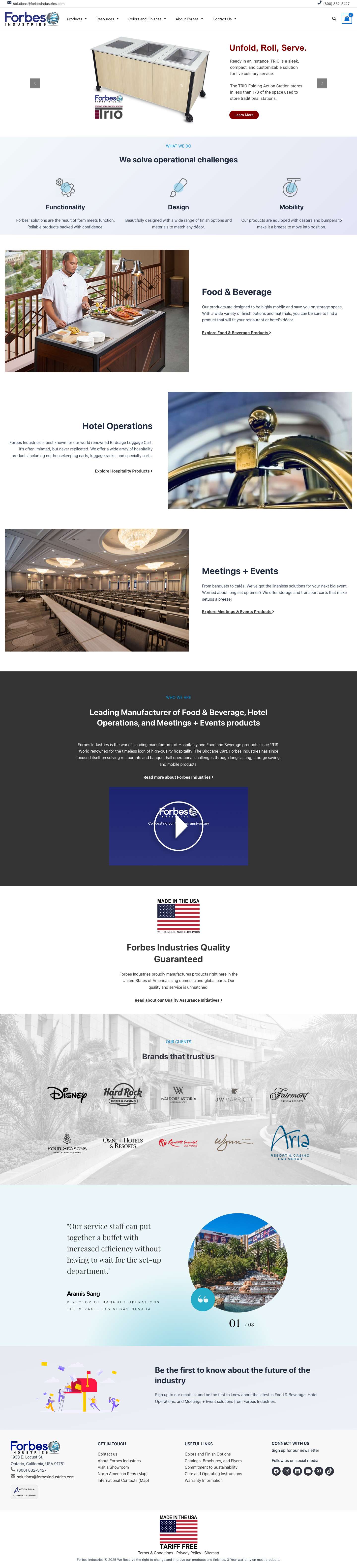 Forbes Industries - Solving your operational challenges est. 1919 - Full Screenshot