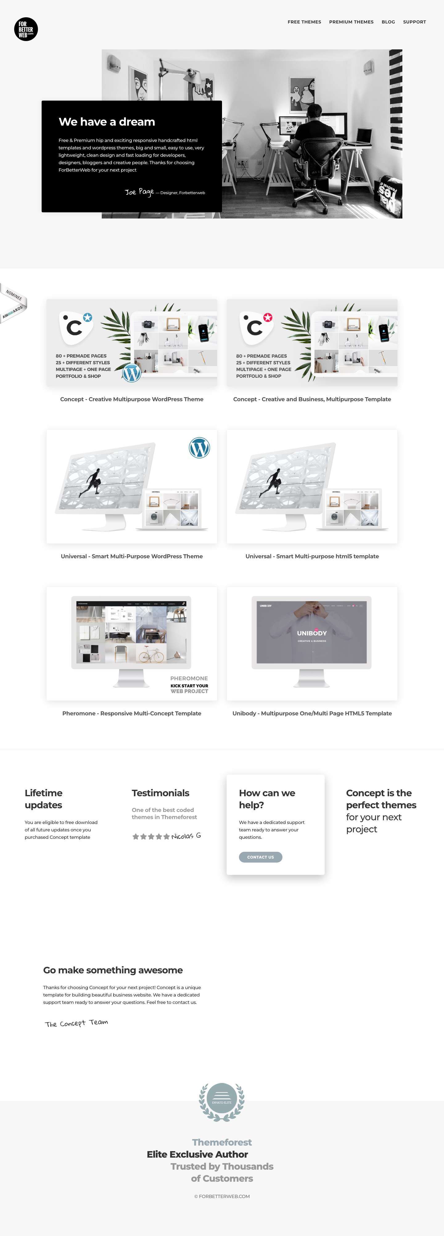 FORBETTERWEB.COM – Free responsive handcrafted html templates and bootstrap wordpress themes for your business/corporate, news magazine/blog or personal/portfolio sites. Easy to use, very lightweight, clean design and fast loading. Free HTML starter themes and templates for Bootstrap 3! - Full Screenshot