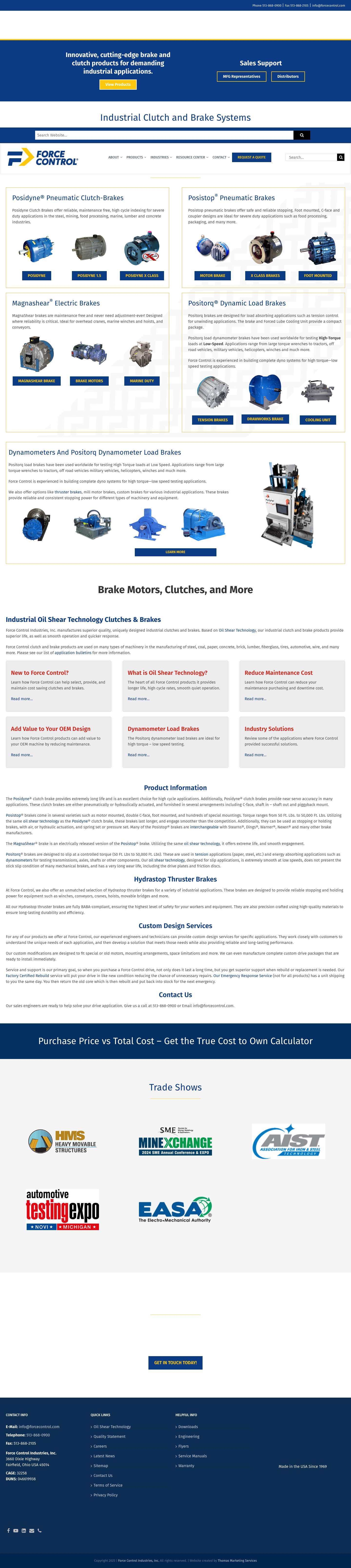 Brake Motors and More | Force Control Industries - Full Screenshot