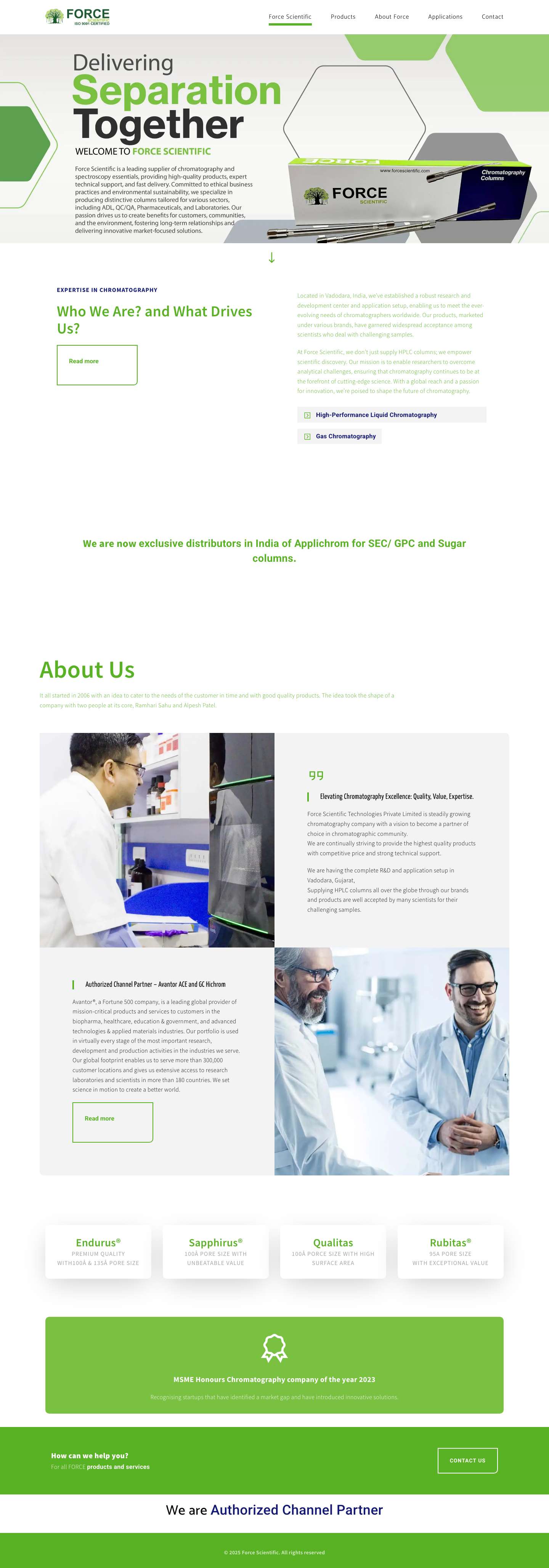 Force Scientific – Chromatography ColumnsTypewriter Effect - Full Screenshot