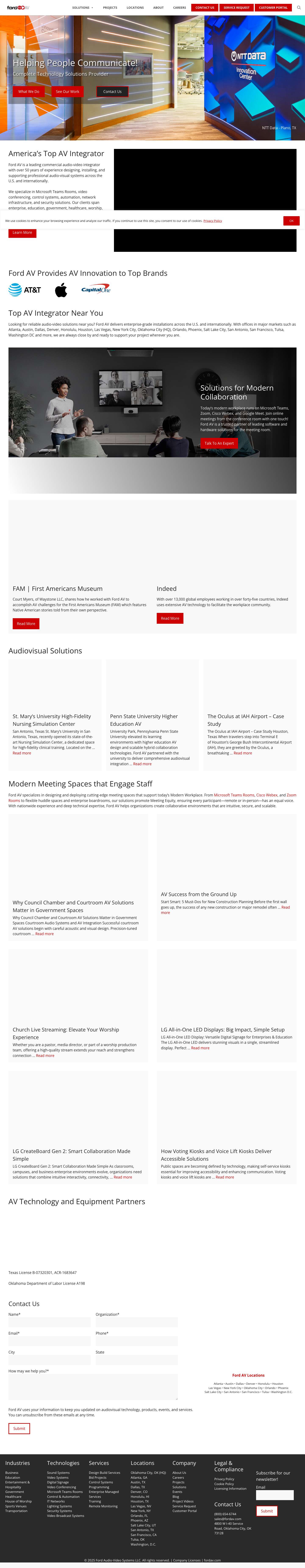 Ford AV – Leading Audio-Video Systems Integrator - Full Screenshot