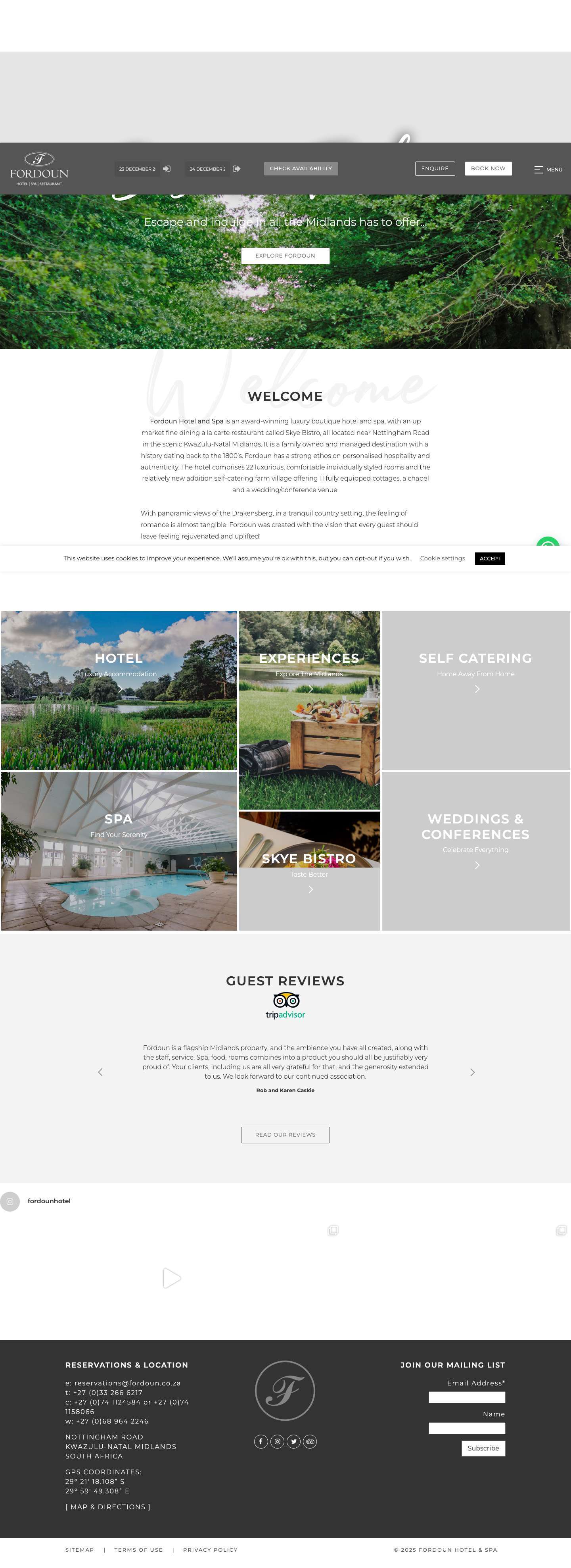 Fordoun Hotel And Spa | KZN Midlands AccommodationJoinchat - Full Screenshot