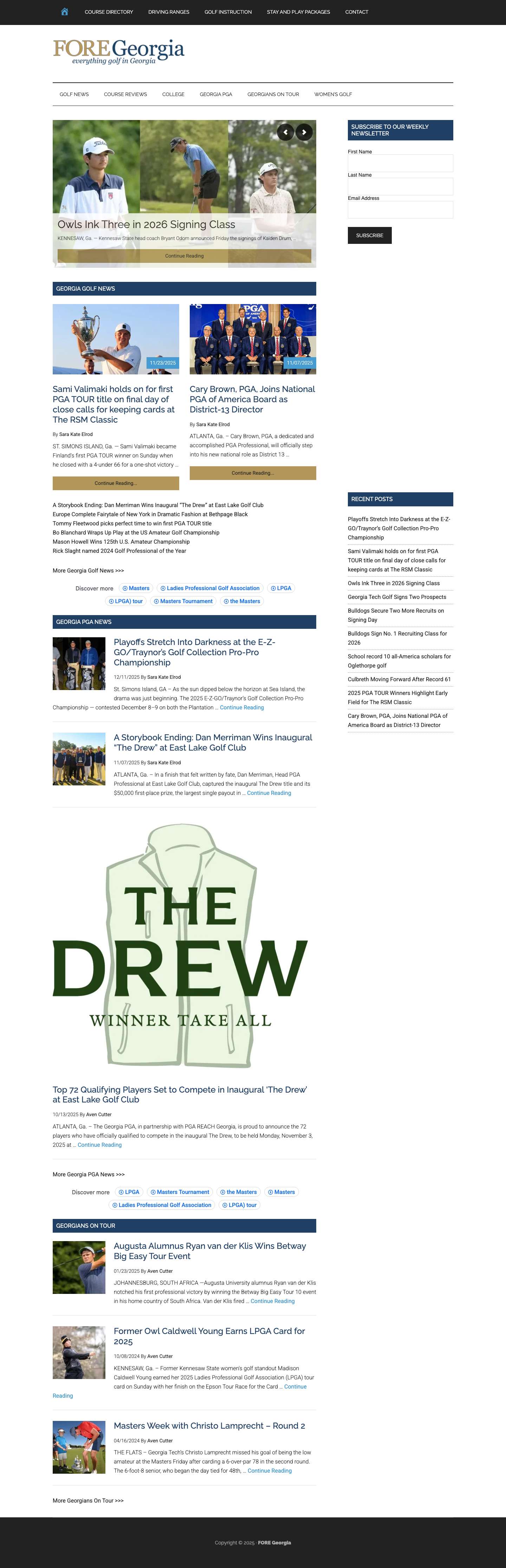 FORE Georgia - Georgia Golf Magazine for News & PGA Updates - Full Screenshot