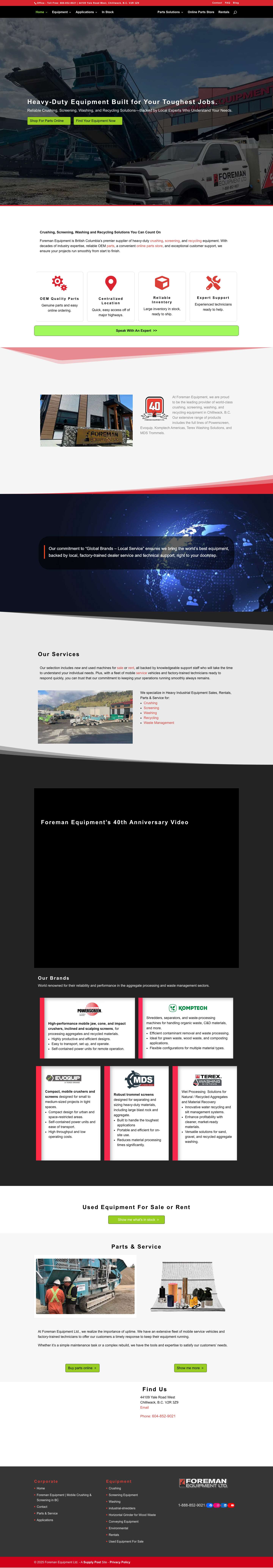 Equipment sales & rentals for aggregate, mining and recycling - Full Screenshot