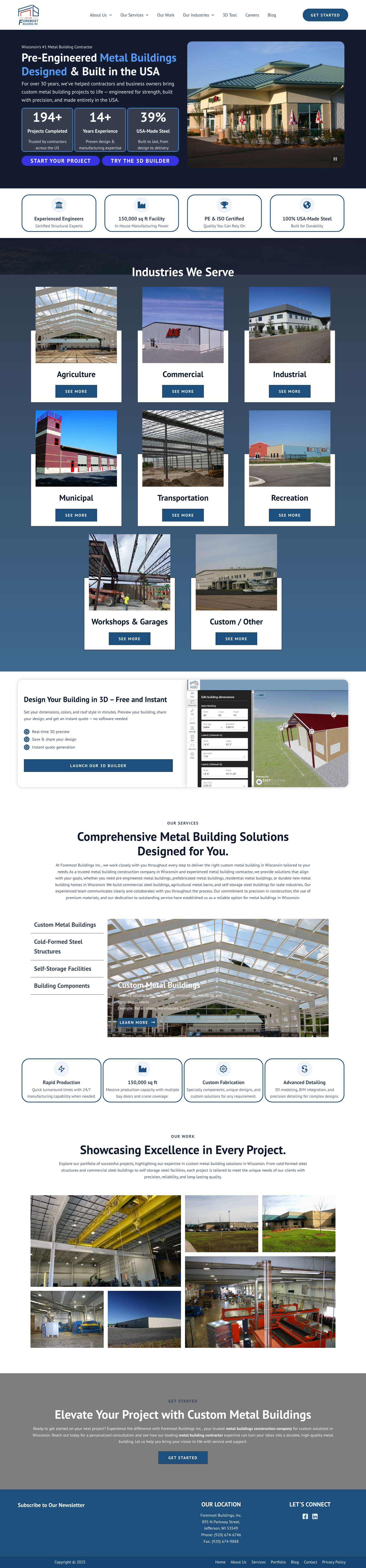 Metal Building Contractors in Wisconsin | Foremost Buildings - Full Screenshot