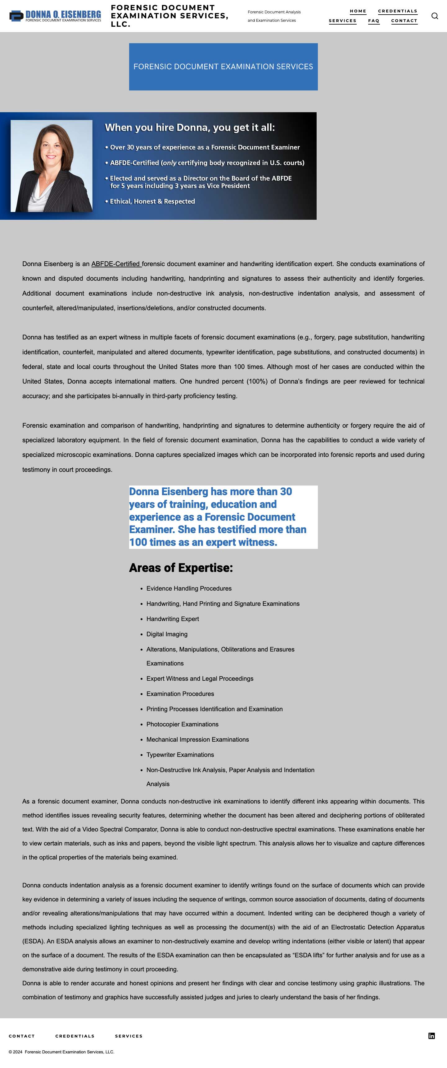 Home - Forensic Document Examination Services, LLC. - Full Screenshot
