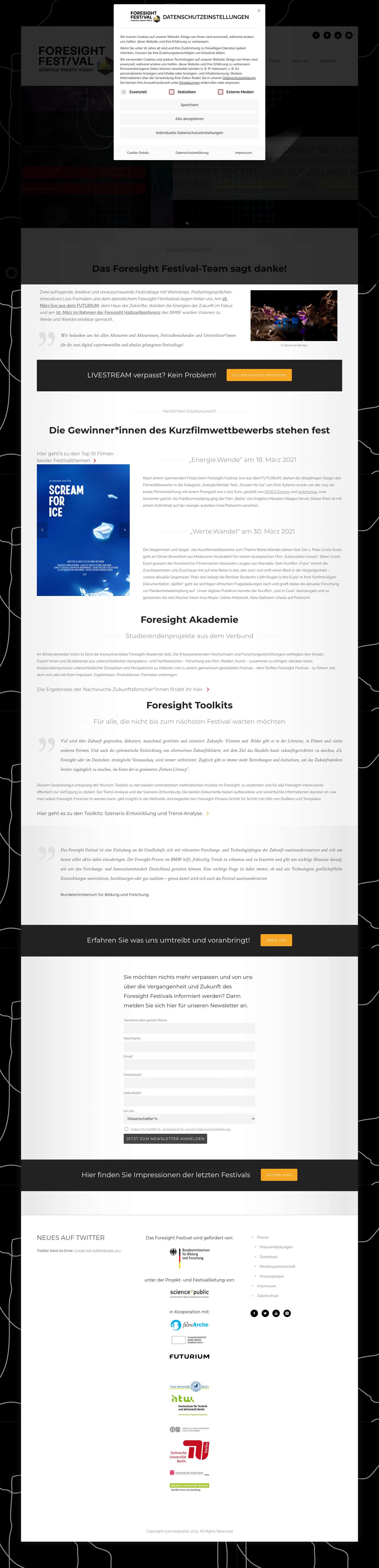 Startseite - Foresight Filmfestival - Full Screenshot