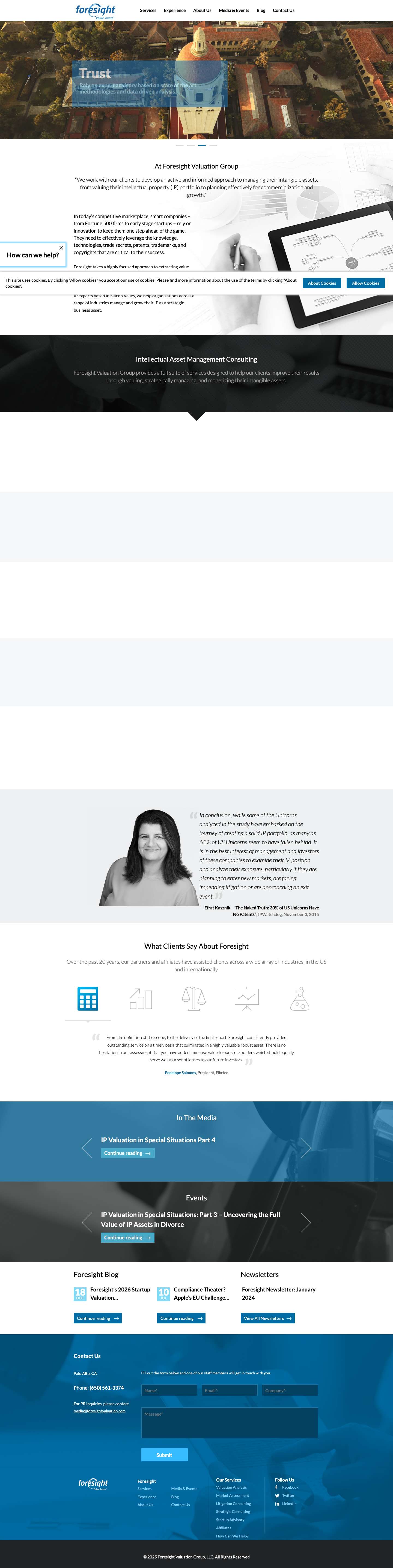 Intellectual asset management, IP valuation, strategy and litigation support - Foresight Valuation Group - Full Screenshot