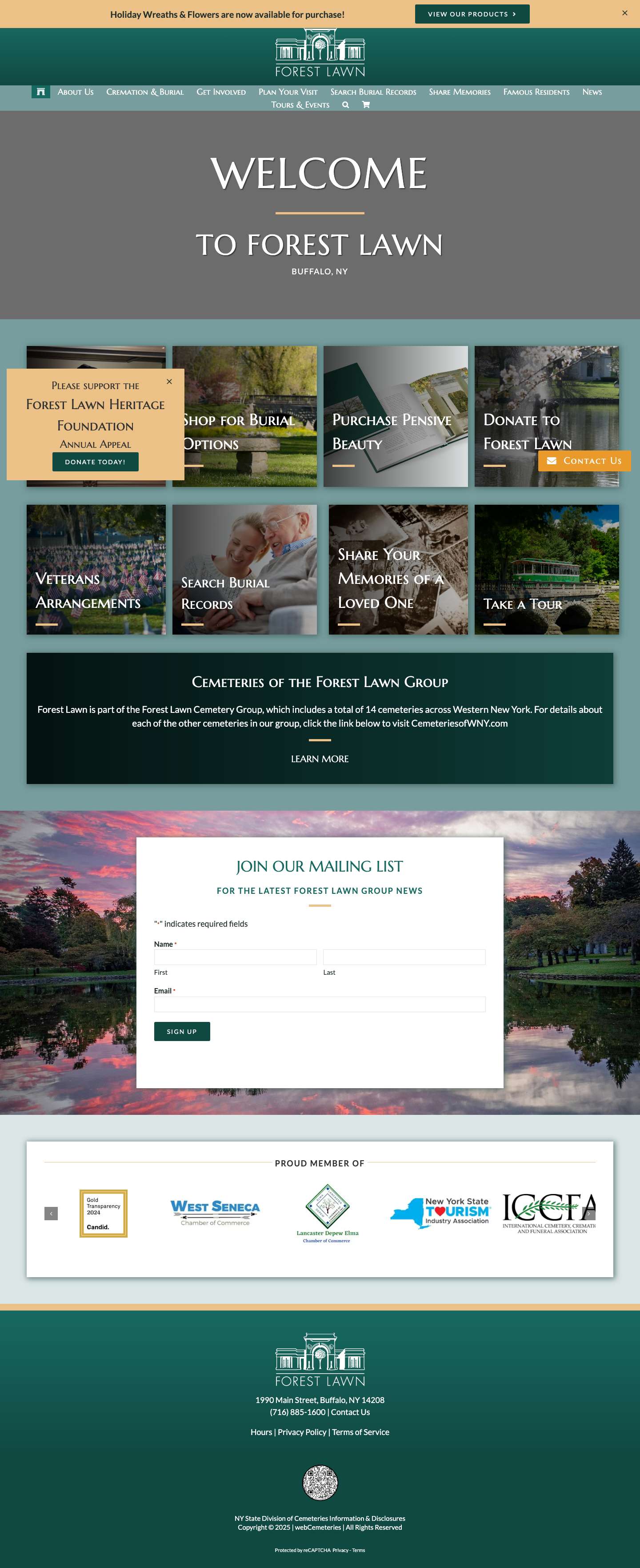 Welcome to Forest Lawn Cemetery & Crematory - Buffalo, NY - Full Screenshot