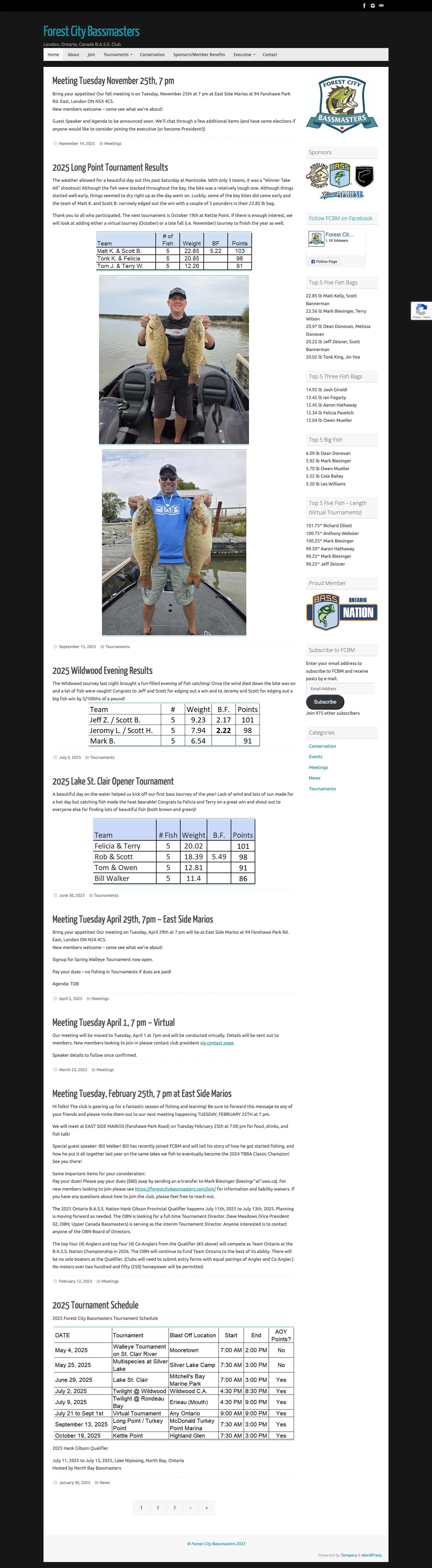 Forest City Bassmasters – London, Ontario, Canada B.A.S.S. Club - Full Screenshot