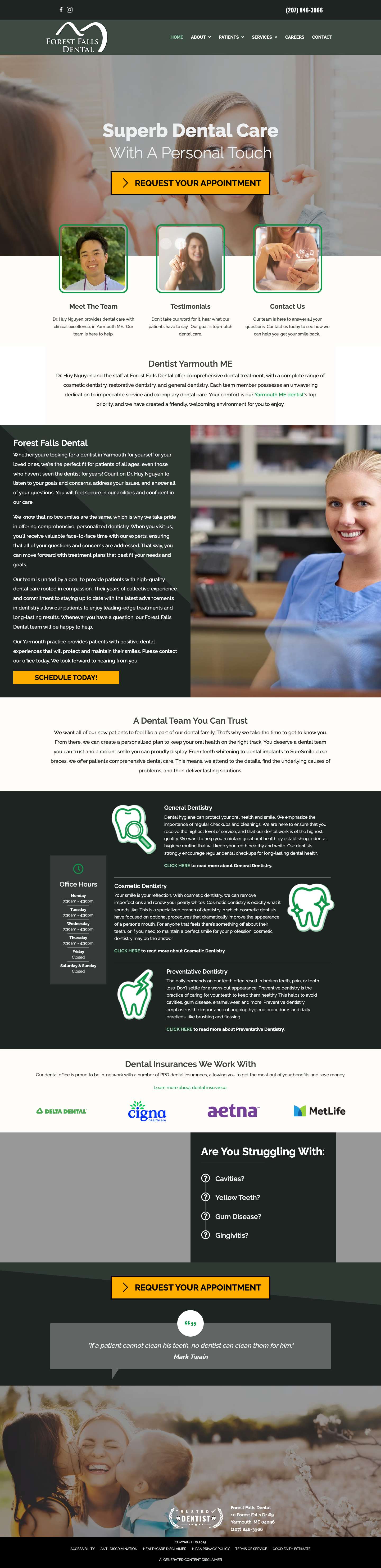 Schedule Appointment Today | Dentist Yarmouth ME - Full Screenshot