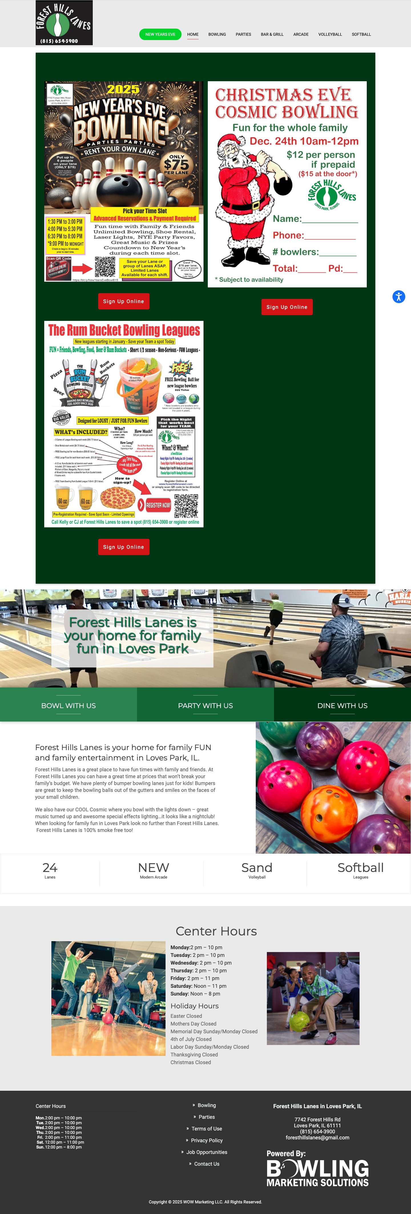 Homepage - Forest Hills Lanes | Loves Park, IL - Full Screenshot