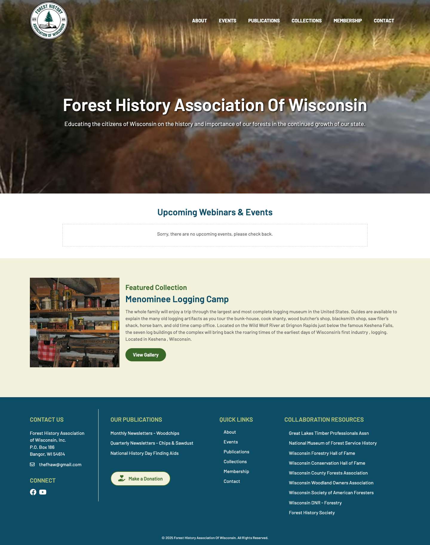 Forest History Association Of Wisconsin – Forest History Association Of Wisconsin - Full Screenshot