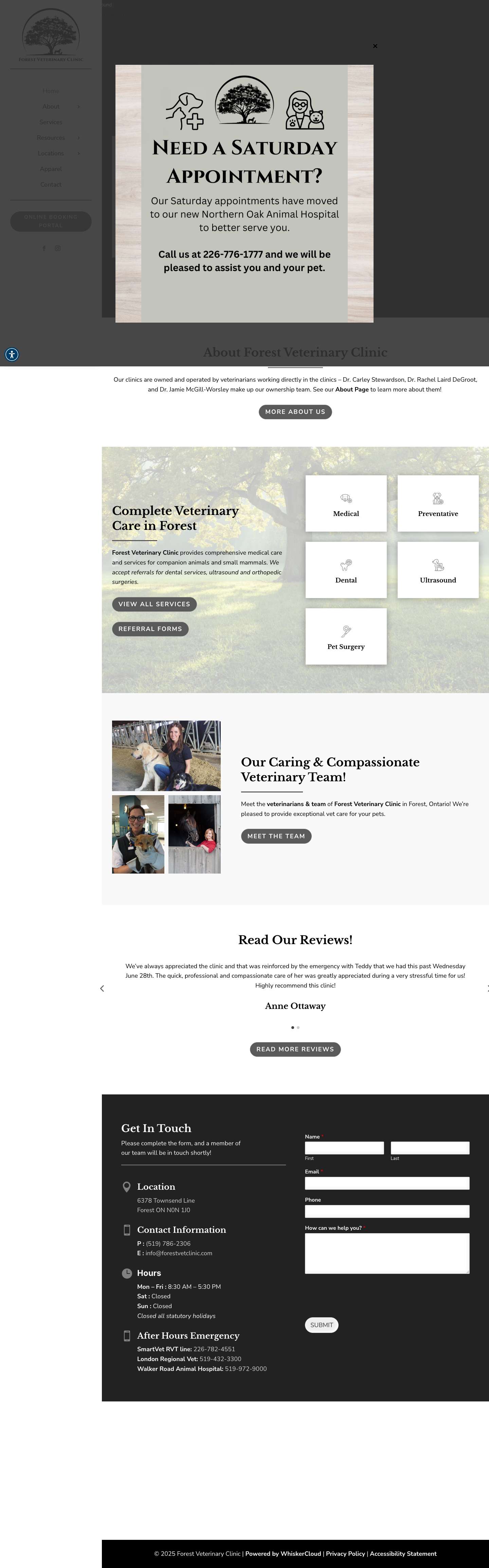 Forest Veterinary Clinic ON | Forest Veterinary Clinic - Full Screenshot