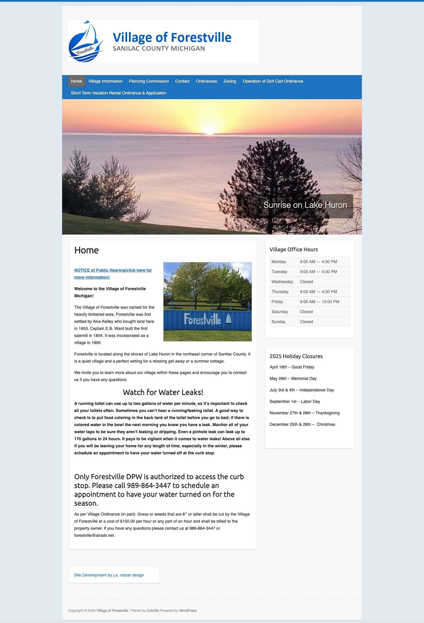 Village of Forestville – Sanilac County, Michigan - Full Screenshot