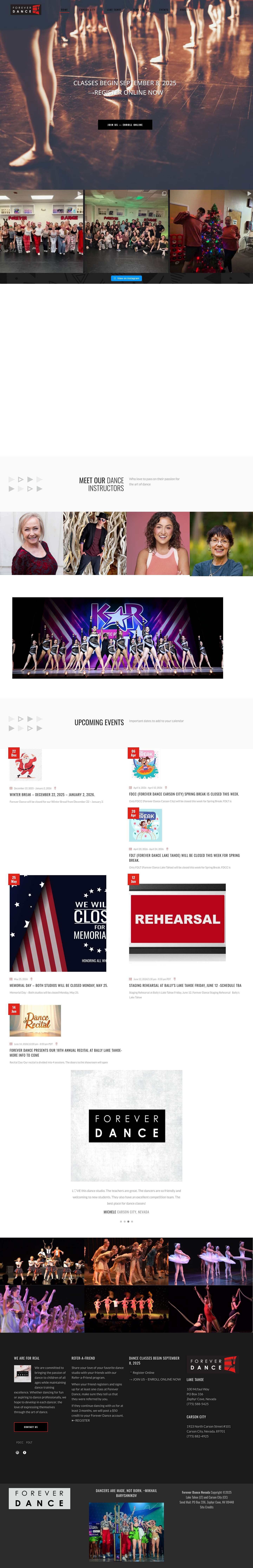 Register for Dance Class at Forever Dance in Carson City + Lake Tahoe, NV - Full Screenshot