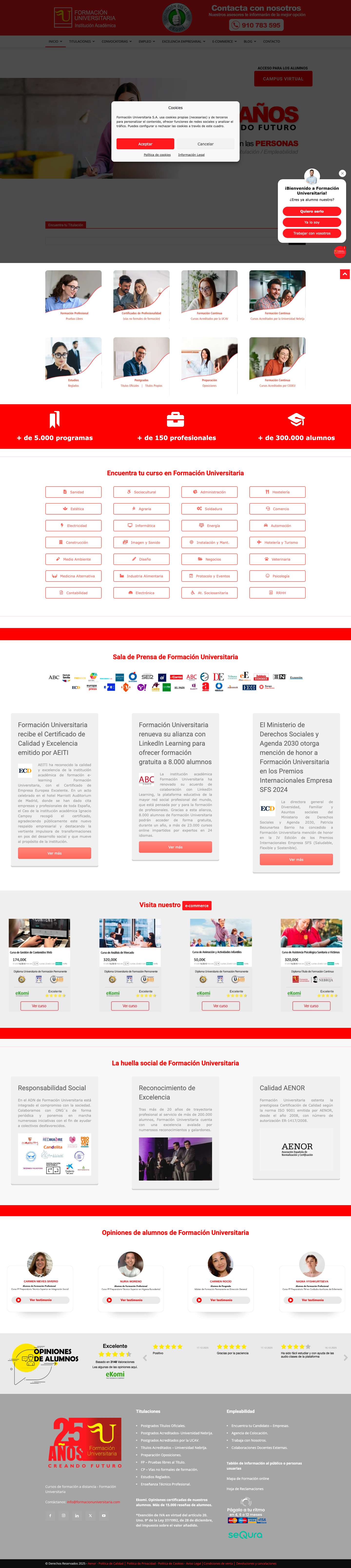 Inicio • Formación Universitaria - Full Screenshot