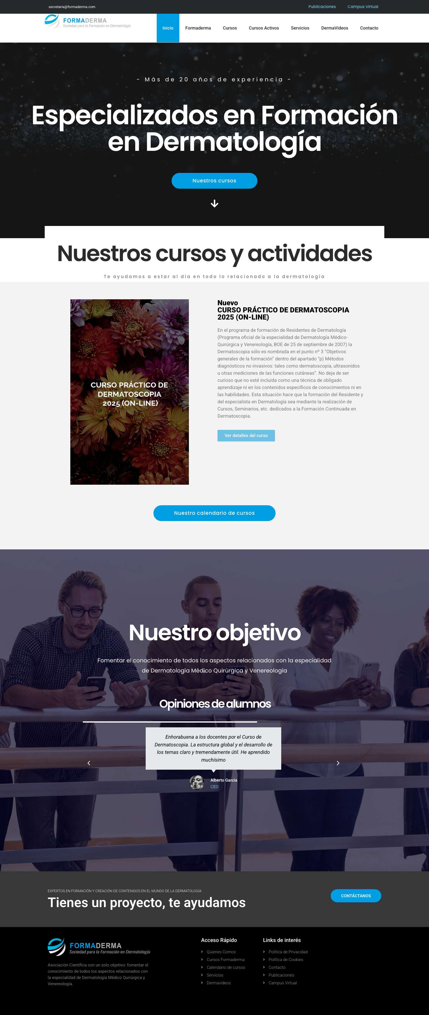 Formaderma | Sociedad para la Formación en Dermatología - Full Screenshot