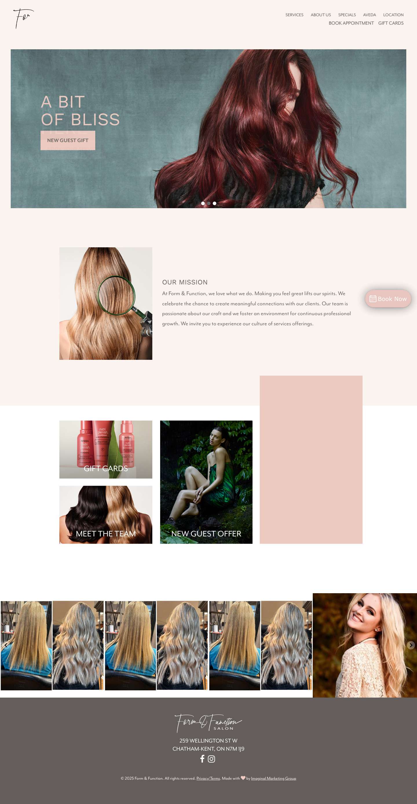 Aveda products, haircolouring, haircutting and barbering - Full Screenshot