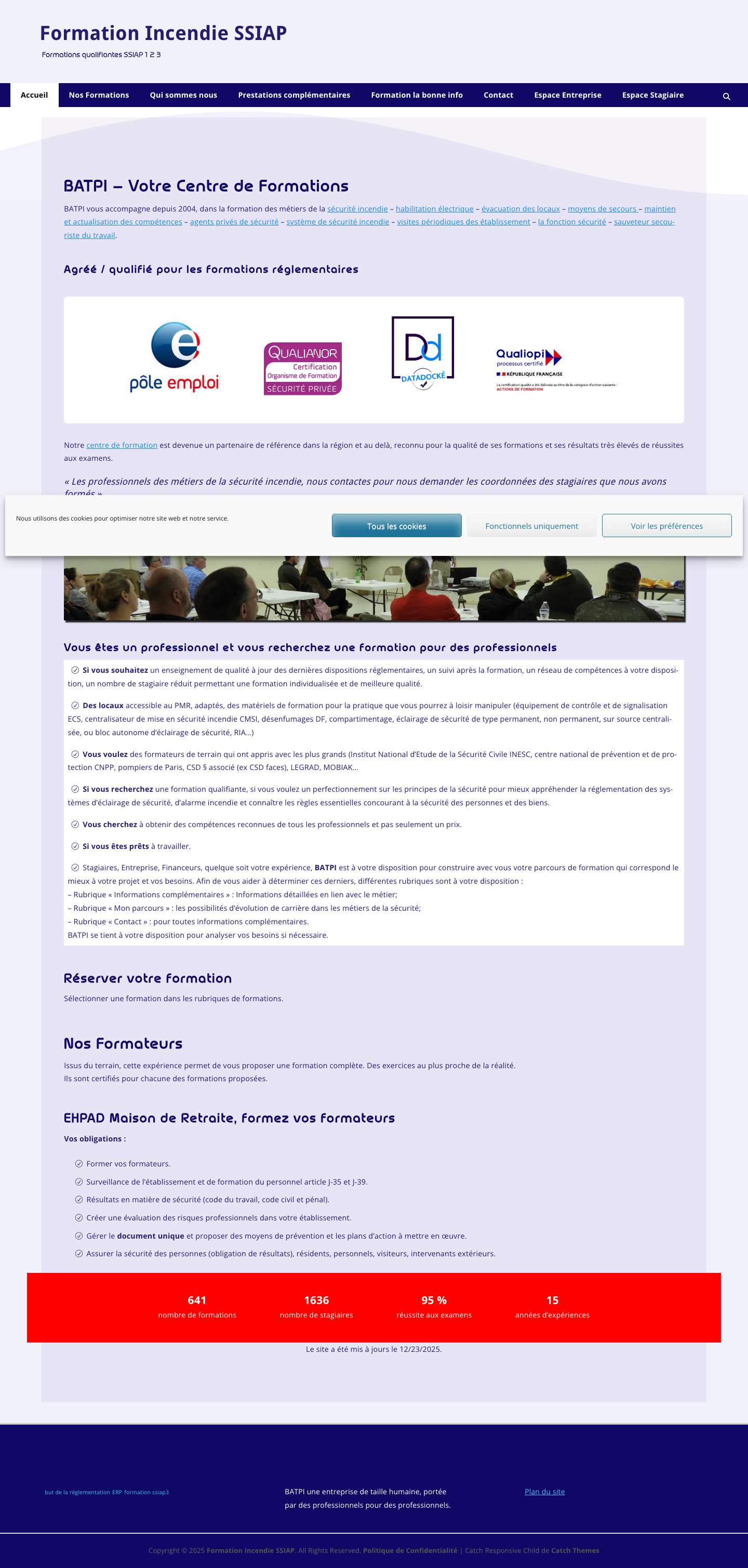 Formation Incendie SSIAP votre centre formation sécurité incendie. - Full Screenshot