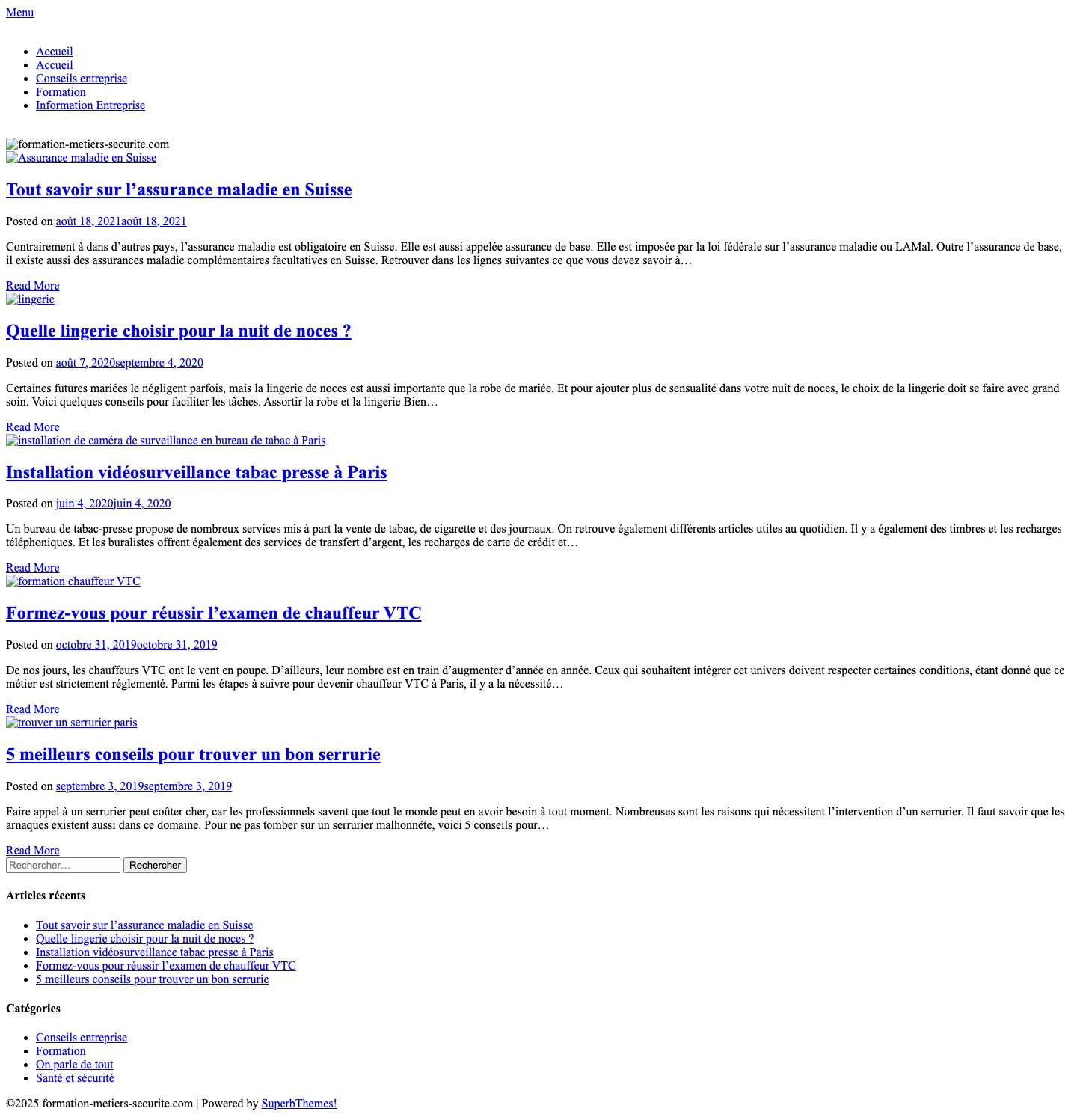 formation-metiers-securite.com - Le blog de la formation et des entreprises - Full Screenshot