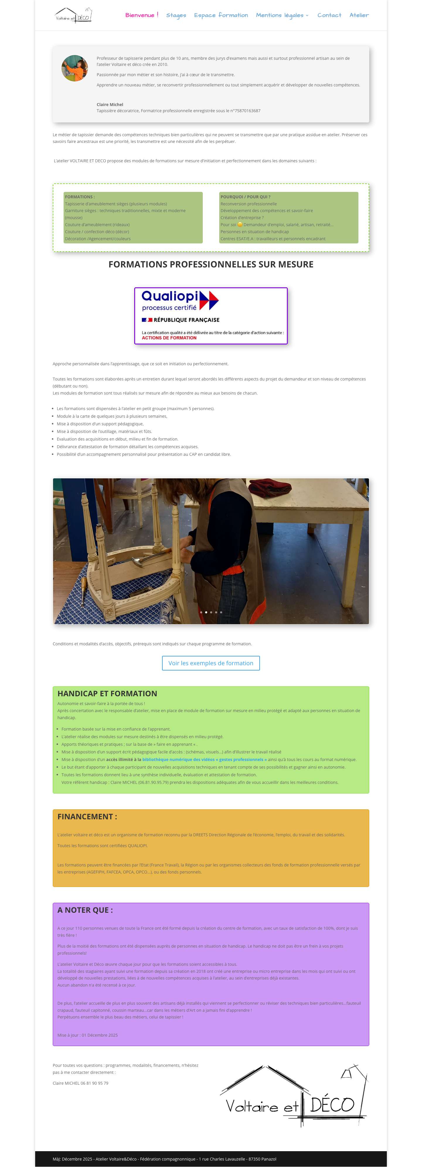 Formation Tapisserie Ameublement | Formation QUALIOPI éligible CPF - Full Screenshot