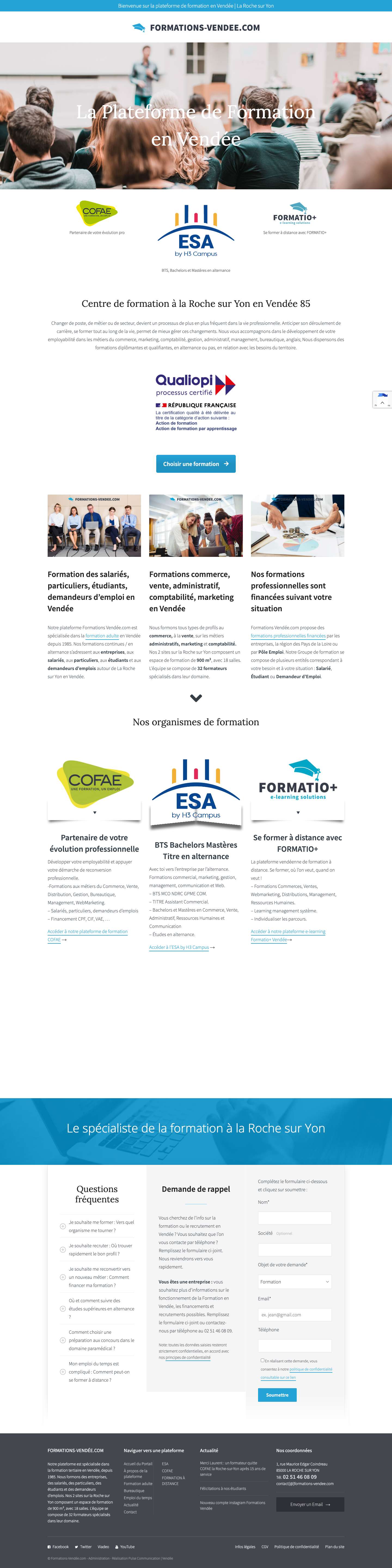 Formation adulte/professionnelle/continue en Vendée - Full Screenshot