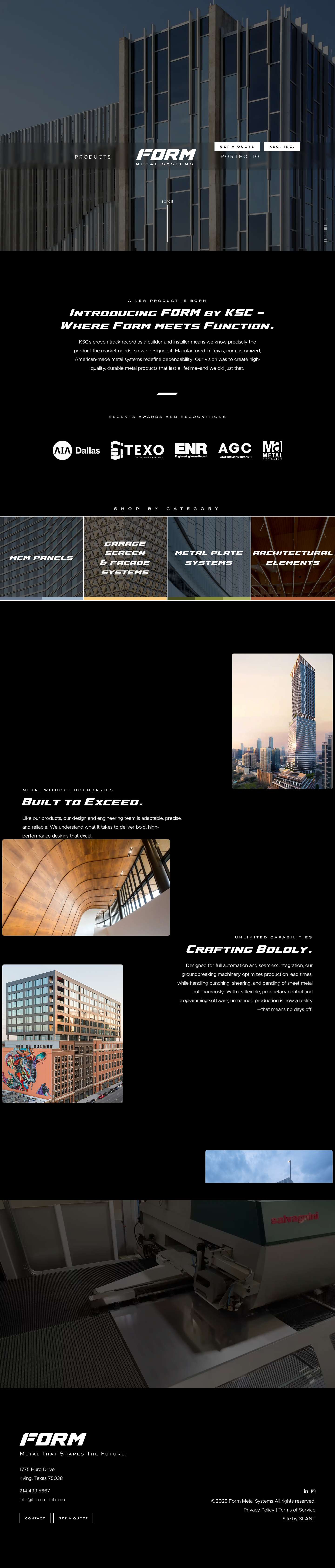 Form Metal Systems | Architectural Metal Redefined - Full Screenshot