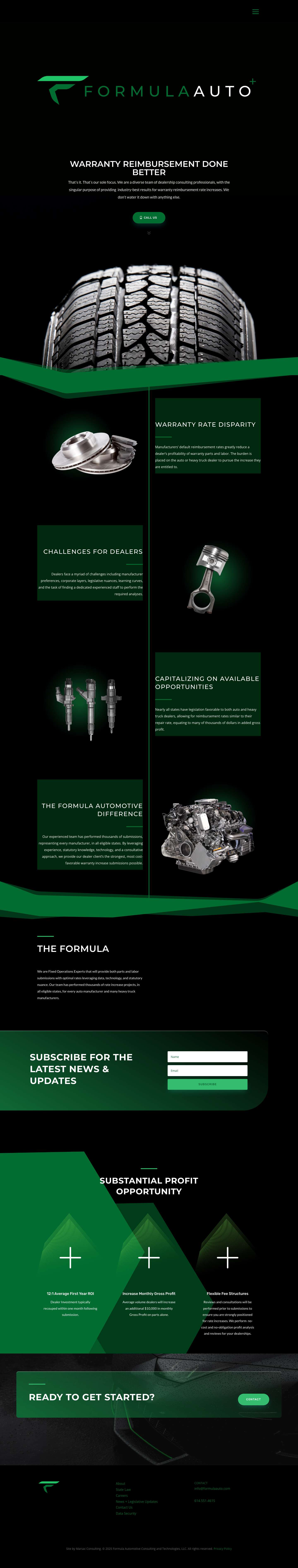 Warranty Reimbursement, Done Better - Formula Automotive - Full Screenshot