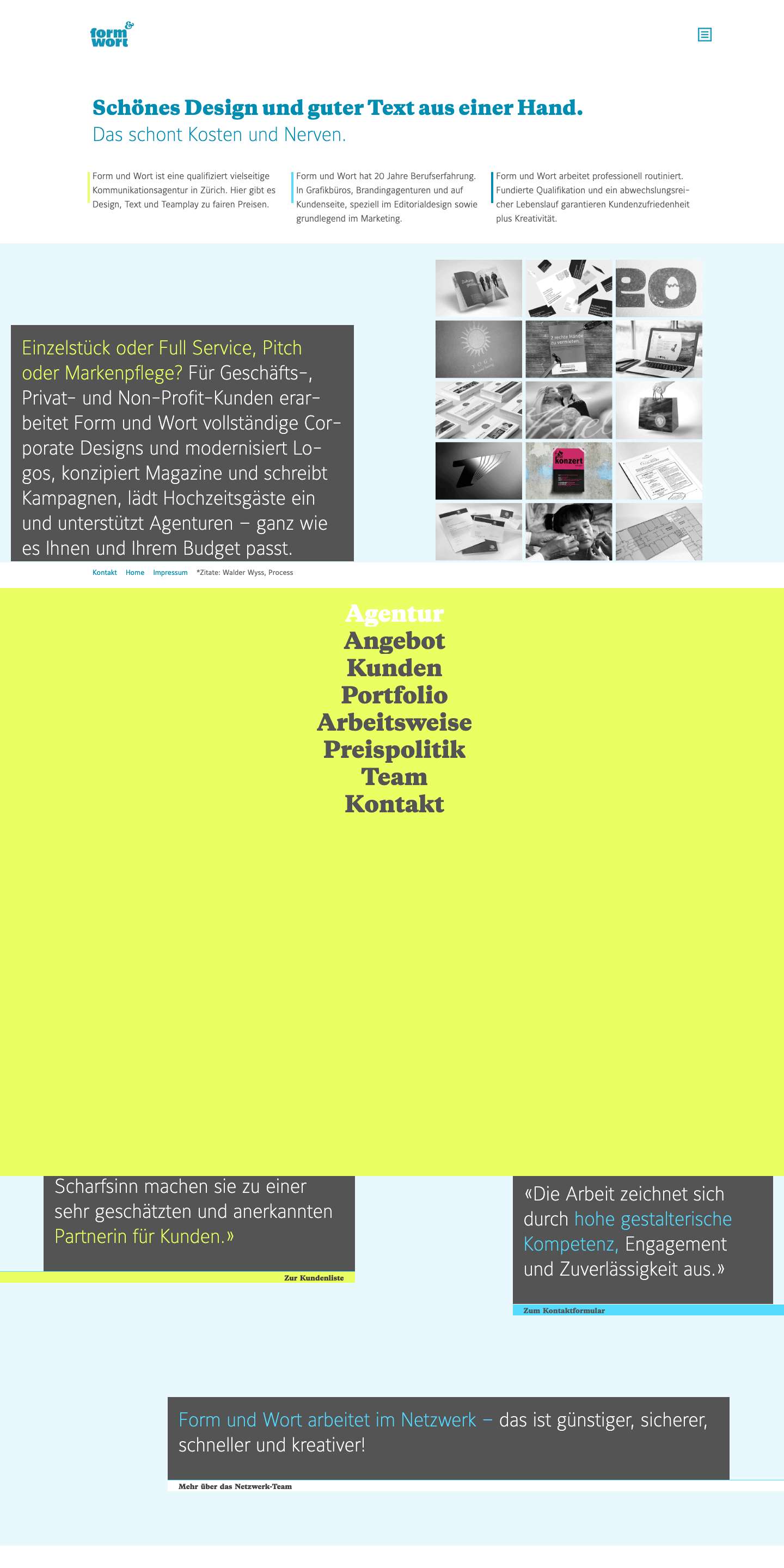 Agentur - Form und Wort - Full Screenshot