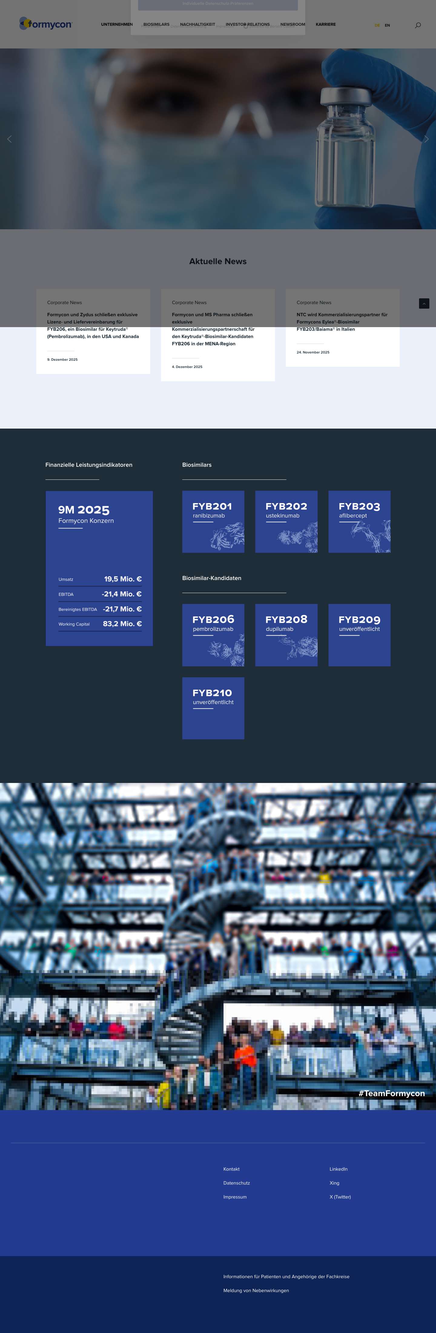 Startseite - Formycon AG - Full Screenshot