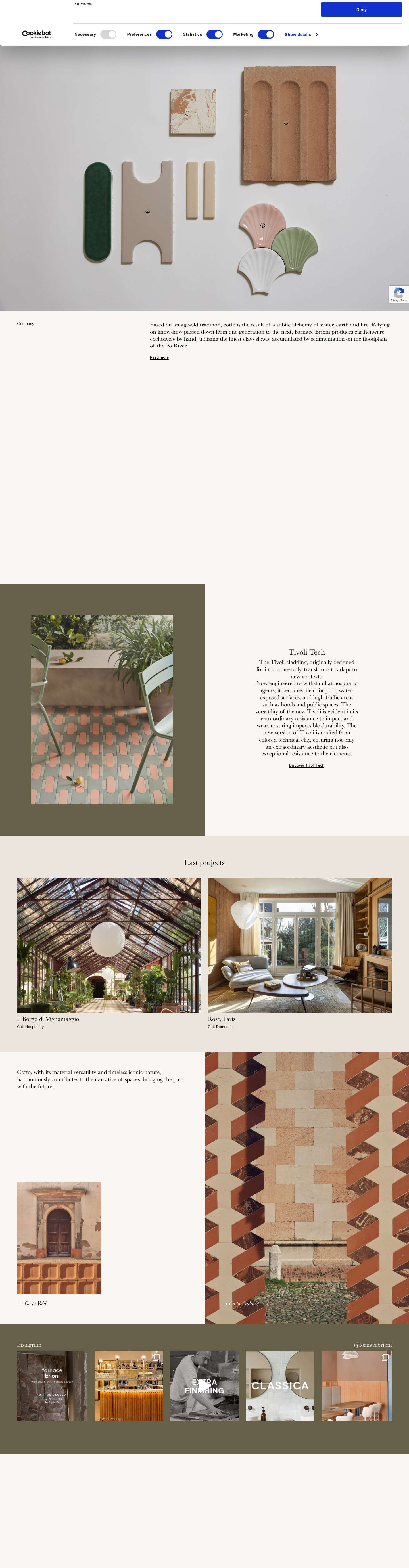 Handcrafted terracotta tiles | Fornace Brioni - Full Screenshot