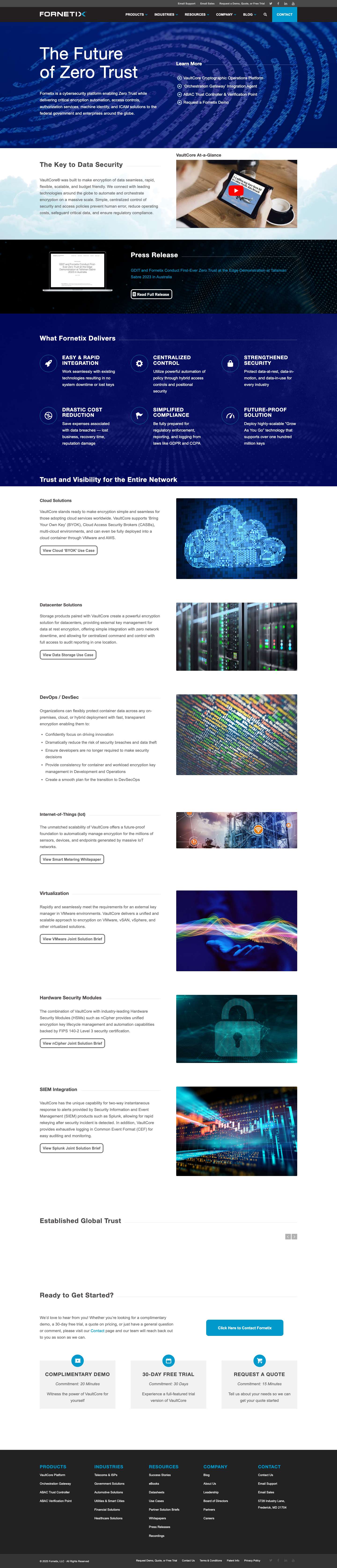 Fornetix VaultCore | Encryption Key Management Solutions | Fornetix - Full Screenshot