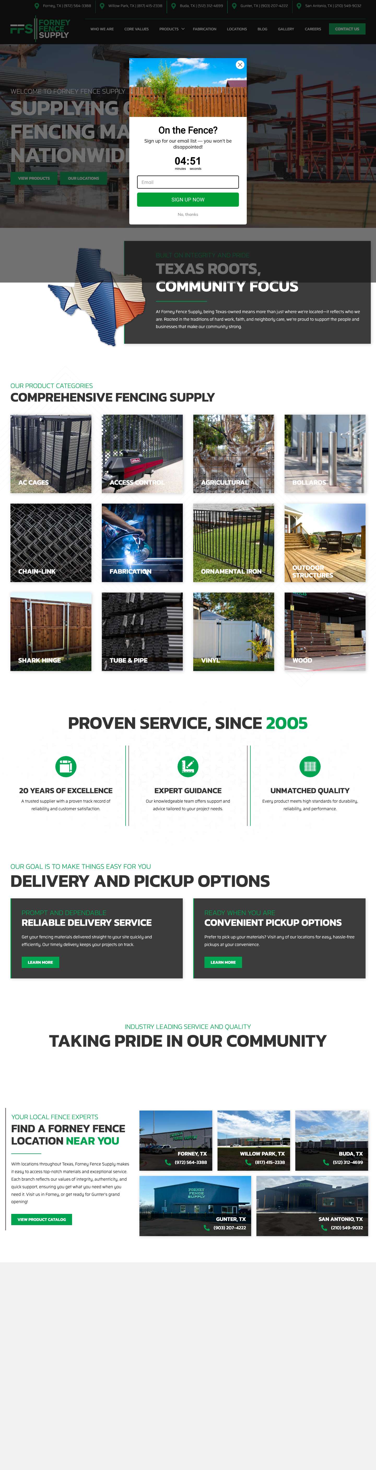 Forney Fence Supply | Quality Fencing Materials Across Texas - Full Screenshot