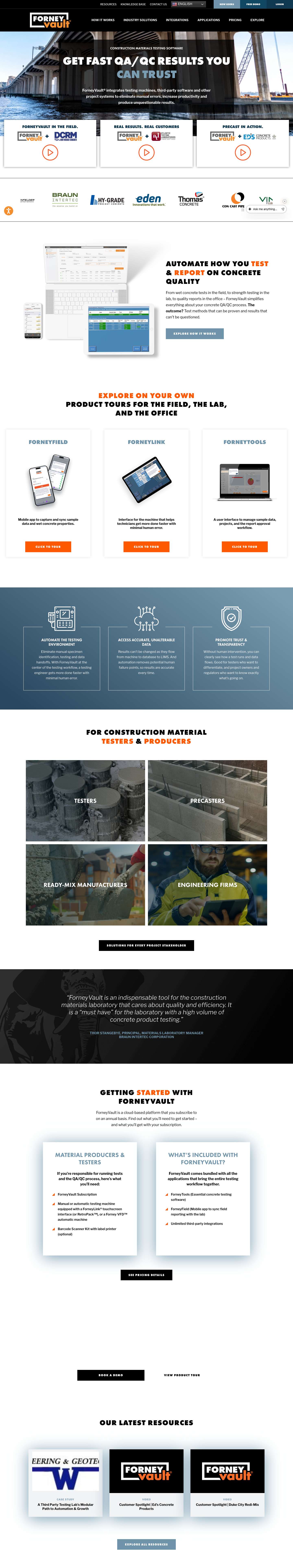 Construction Materials Testing Software | ForneyVault - Full Screenshot