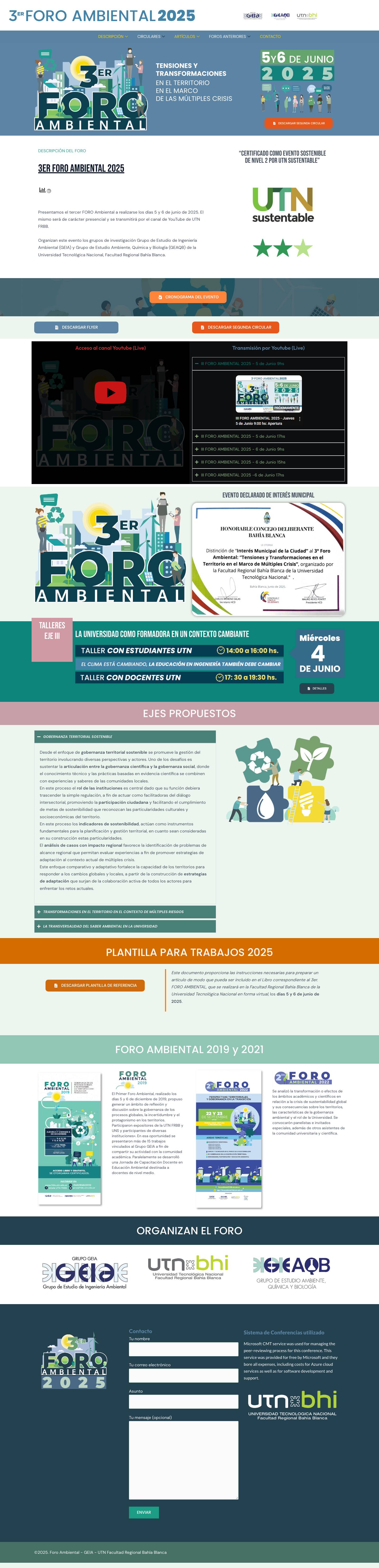 3er Foro Ambiental 2025 – UTN Facultad Regional Bahía Blanca - Full Screenshot