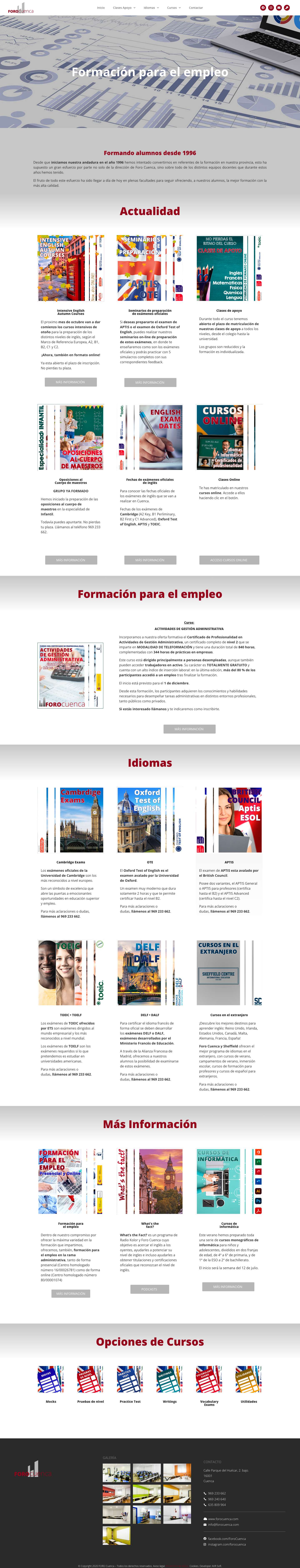 Foro Cuenca – Centro de Estudios especializado en cursos de Idiomas, clases de apoyo a todos los niveles, cursos de Informática, de gestión empresarial, … - Full Screenshot