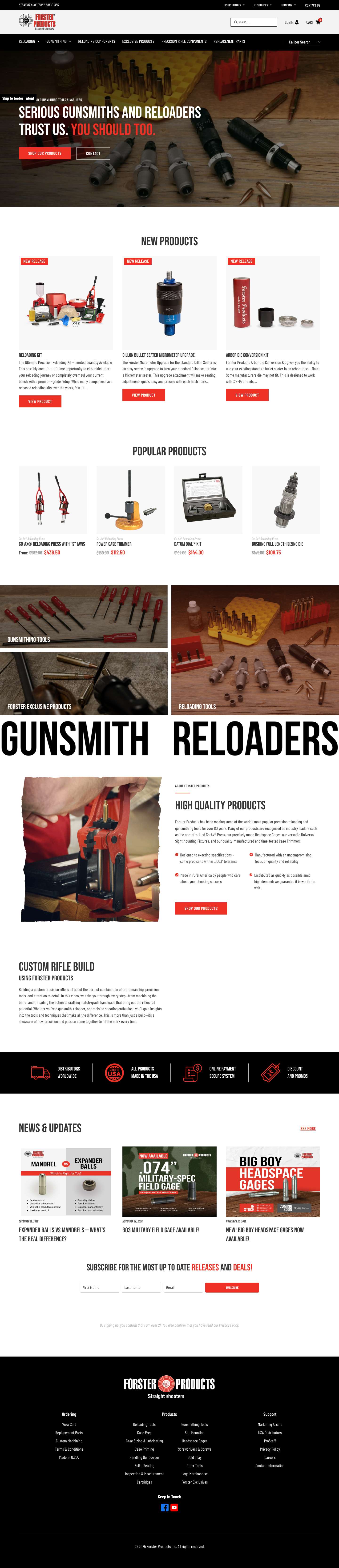 Forster Products: Reloading & Gunsmithing Tools Since 1935 - Full Screenshot