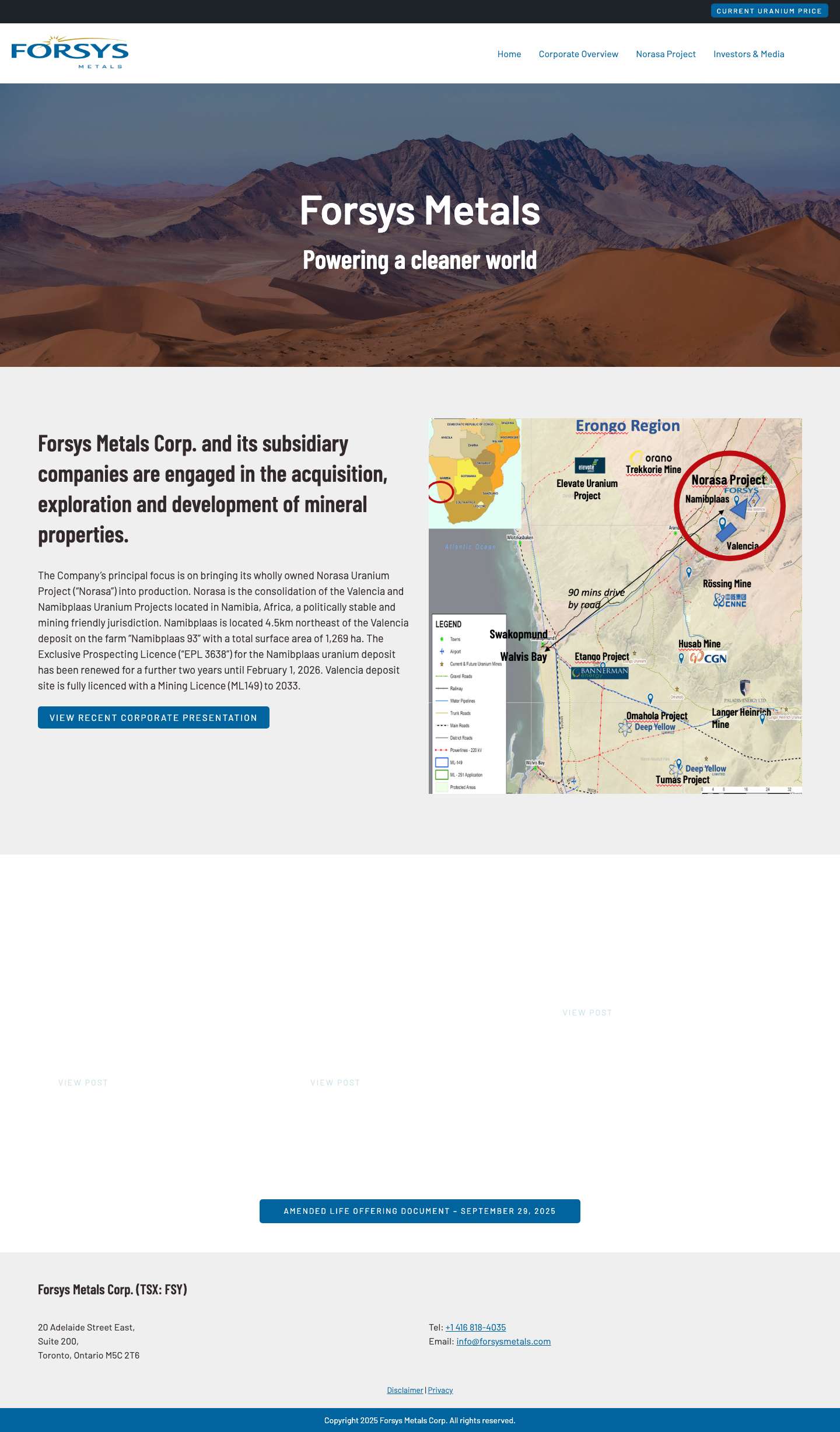Forsys Metals – Powering a cleaner world - Full Screenshot