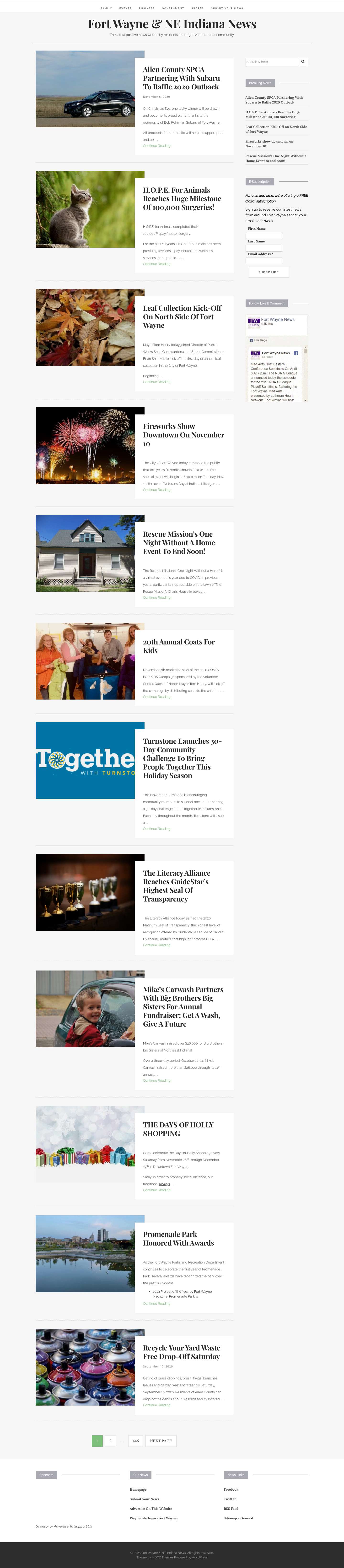 Fort Wayne & NE Indiana News – The latest positive news written by residents and organizations in our community. - Full Screenshot